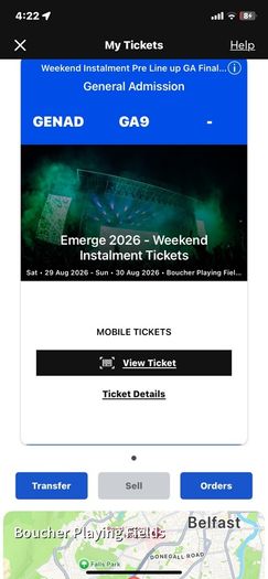 Emerge weekend ticket Belfast