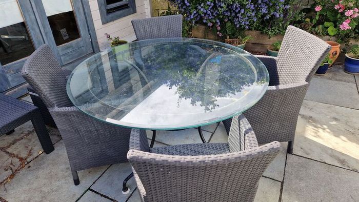 Glass top garden table