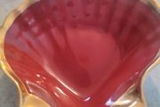 TRINKET  OR SOAP DISH This shell dish is shaped like a shell and handmade. It is made of high fired Burgundy clay in France and it has a long tradition in this manufacture. The clay is covered with a very hard glaze and this makes it resistant to scratche