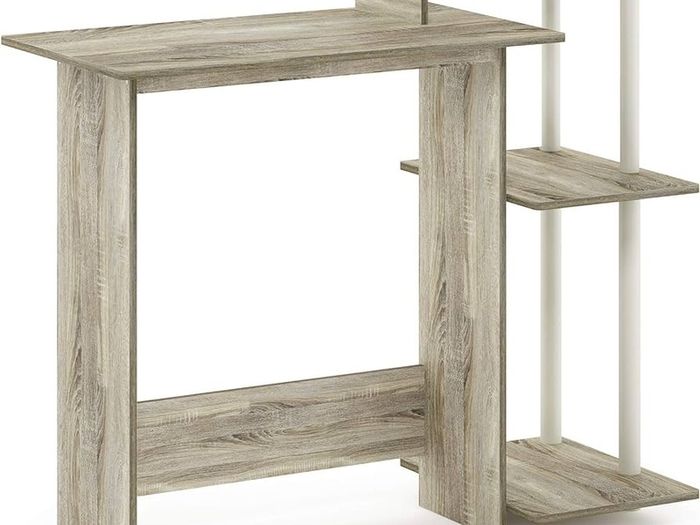 NEW SALE | Efficient Home Laptop Notebook Computer Desk, Study Desk, Writing Desk, Sonoma Oak/White, 100.6 (W) x 85.3 (H) x 39.6 (D) cm