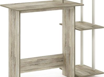 NEW SALE | Efficient Home Laptop Notebook Computer Desk, Study Desk, Writing Desk, Sonoma Oak/White, 100.6 (W) x 85.3 (H) x 39.6 (D) cm