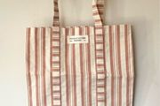 Sezane horizontal pink stripe tote bag