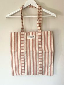 Sezane horizontal pink stripe tote bag