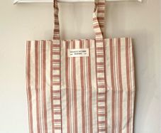 Sezane horizontal pink stripe tote bag