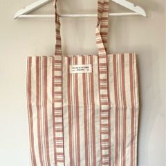 Sezane horizontal pink stripe tote bag