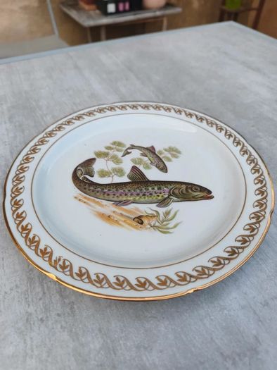 Vintage French Porcelain Fish Service Set c.1950s