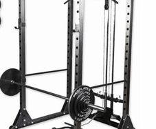 Pro Plates Commercial Power Rack with Lat Pulldown, Low Row + 97.5kg steel plates + 500kg bumper weights
