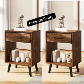 Nightstand Set of 2, Bedside Table, Side Table with Fabric Drawer