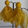 Yellow Raffia Stud Chiffon Petal Tassel Earrings Image 10