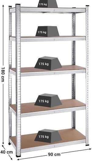 Heavy-duty shelves, set of 2, cellar shelves, storage shelves, 180 x 90 x 40 cm, plug-in shelves, each with a load capacity of up to 875 kg and 5 adjustable shelves, reinforced steel frame, silver