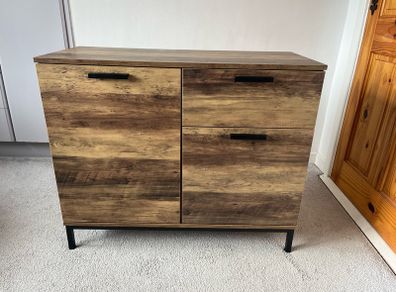 1 Drawer Sideboard Rustic Oak Wood Storage Side Cabinet Organiser Cupboard Unit