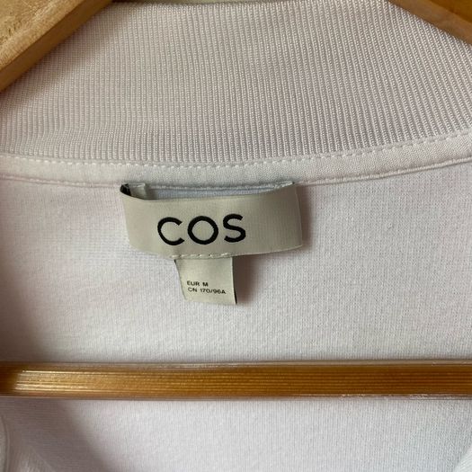 COS Milano-Knit Open Collar Polo Shirt White Size M Fits up to XL Perfect Condition