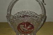 Vintage Hofbauer Red Bird Crystal Basket