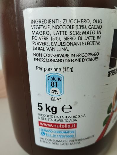Rare 5 kg empty Nutella Jar