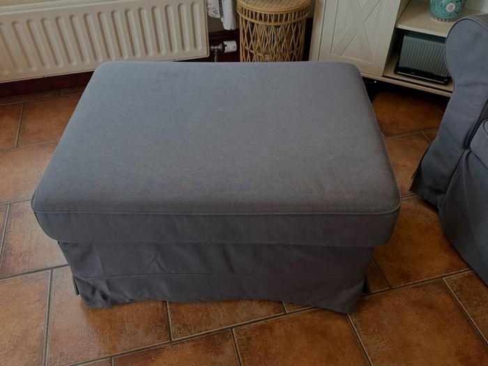 EKTORP - Grey 2 seater with chaise/footstool w/storage