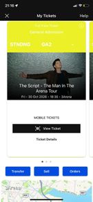 two standing tickets for the script friday 30/10/2026