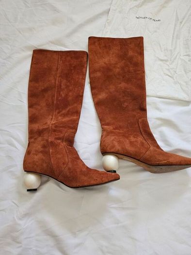 Mother Of Pearl Suede Style Knee High Brown Boots