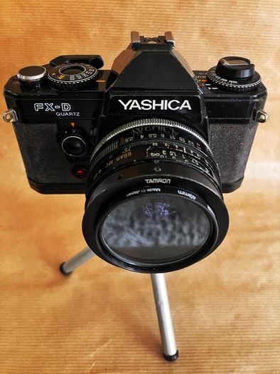Yashica FX-D Quartz compact, manual-focus 35mm SLR film camera + 3 lenses.