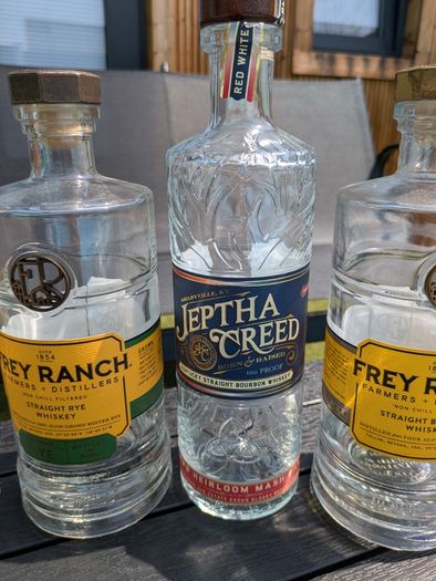 Empty Bourbon Whiskey Glass Bottles