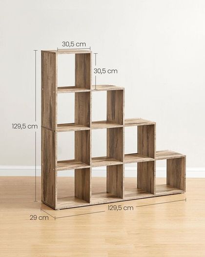 New Display 10 Cube Staircase Bookcase Storage Unit (Camel brown) FREE P&P