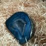 Polished blue agate geode slice. Image 2