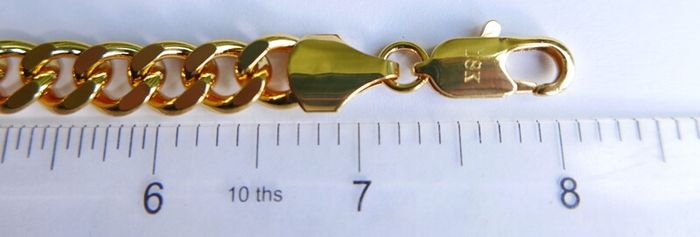 Men's  Bracelet 18K Yellow Gold Plated Flat Cuban Link Chain Bracelet length 8"