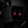 Vintage 925 Sterling Silver & Red Coral Gemstone Earrings Image 2