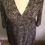 Sigrid Olsen Faux Wrap Dress. Long Sleeve. Brown & Cream Leaf Pattern. Size L. Measurements in Description. Image 2