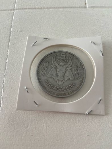 French Madagascar 5 Francs Coin 1953 Liberty Edition Africa 100% Real Original Coins Old