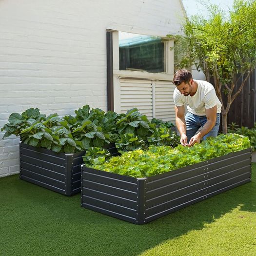 Metal Raised Garden Bed 203 x 102 x 48cm