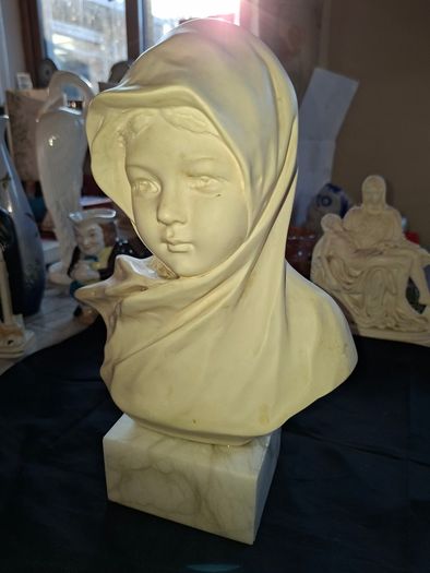 Beautiful Old Bust of Mary by Prof. Bessi on a Marble Base, Postage Available or Collection is always welcome and Recommended in Rochfortbridge Westmeath