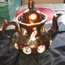 Antique Huge Measham Barge Ware Teapot circa 1890s Victorian English Treacle Glaze Image 5