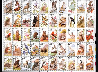 1987 USA North American Wildlife Commemorative Stamps Sheet Mint Never Hinged (MNH)