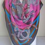 Pink Large Ladies Light Scarf Wrap Shawl Kerchief with Horse Hooves Riders Print Image 2