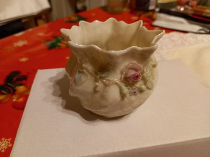 Antique belleek bowl with roses
