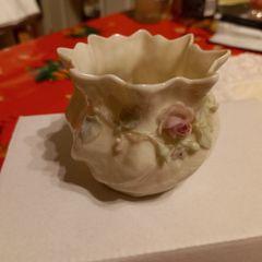 Antique belleek bowl with roses