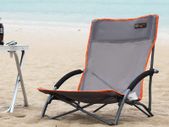 Folding Camping Chair Outdoor Low Lightweight Beach Chair Mesh Back Padded Armrest Collapsible with Carry Bag Grey