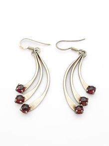 Vintage 925 Silver Garnet Kinetic Earrings