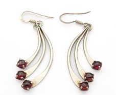 Vintage 925 Silver Garnet Kinetic Earrings