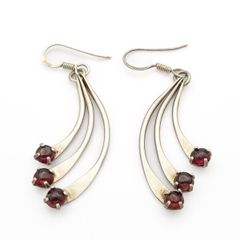 Vintage 925 Silver Garnet Kinetic Earrings