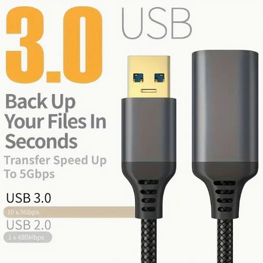 USB 3.0 Extension Cable 3m Type A Male to Female, High-Speed 5Gbps