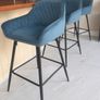 Teal Kitchen Counter Stools x 3 For Sale Image 2