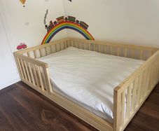 Gorgeous wooden toddler bed and brand new unused high quality mattress