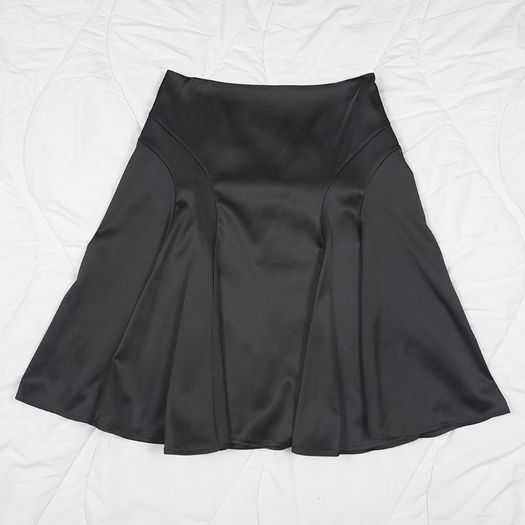 Jasper Conran Black Satin Panel A-Line Flare Midi Skirt 10UK/38EU