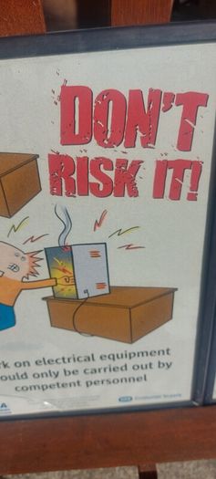 2 x framed safety pictures for ESB illustrated images,,,buyer collects, nice for any advertising wall display,,one glass broke on one picture,but can be easy replace ,,sold as seen,I reckon 80s 90s