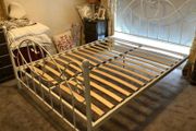 Beautiful Cream Solid Metal King Size Bed Frame - Can Deliver