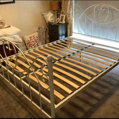 Beautiful White Solid Metal King Size Bed Frame - Can Deliver