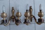 Antique French set of solid brass wall sconces/lights