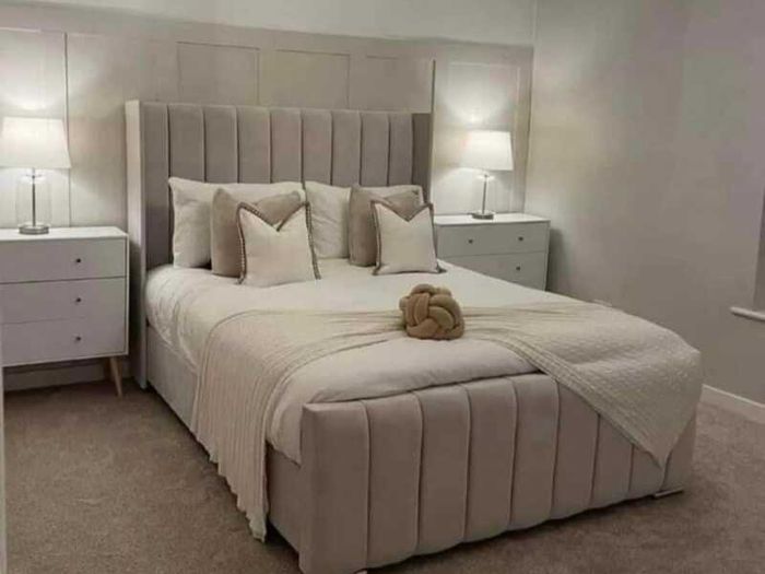 New Ottoman Storage Panel Plush Velvet Upholstered Bed Frame Double & King Size