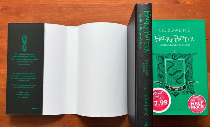 20th Anniversary Hardback Slytherin House Editions , Harry Potter and The Philosopher's Stone and Harry Potter and The Chamber of Secrets by J K Rowling